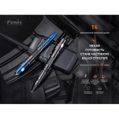 Тактическая ручка Fenix T6 з ліхтариком Blue Фото 1