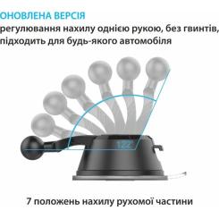 Универсальный автодержатель Grand-X MT-12, на панель, на стекло Фото 3