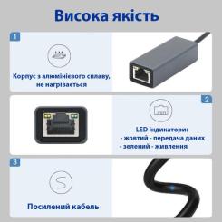 Переходник Dynamode USB 3.0 AM to RJ45 Ethernet 1000Mbps Фото 3
