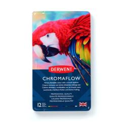 Карандаши цветные Derwent Chromaflow 12 цв. в металлическом пенале Фото 1