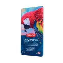 Карандаши цветные Derwent Chromaflow 12 цв. в металлическом пенале Фото 2