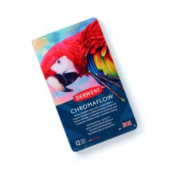 Карандаши цветные Derwent Chromaflow 12 цв. в металлическом пенале Фото 6