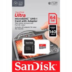 Карта памяти SanDisk 64GB microSD Class 10 A1 R-140 Фото 3