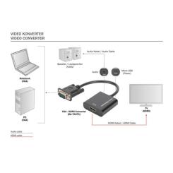 Переходник Digitus VGA to HDMI (M/F), Full HD Фото 3