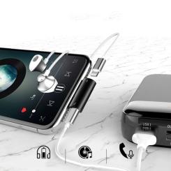 Переходник Baseus L46 Lightning (1 Male / 2 Female) Black Фото 4