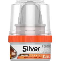 Крем для обуви Silver Крем-блиск Коричневий 50 мл Фото