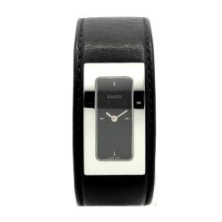 Наручные часы Gucci 7800SR 07835 steel, black dial, black leather Фото