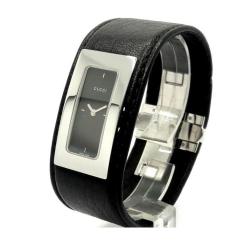 Наручные часы Gucci 7800SR 07835 steel, black dial, black leather Фото 1