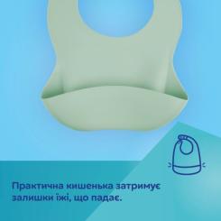 Нагрудничек Canpol babies силиконовый с карманом, зеленый Фото 4