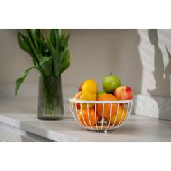 Фруктовница Ardesto Midori 25х25х13см, метал, дерево, білий Фото 1