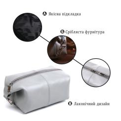 Косметичка Shvigel Кожаная Серая Фото 3