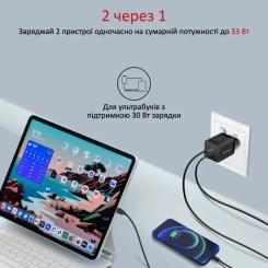 Зарядное устройство Promate 33W USB-C + USB-A Фото 4