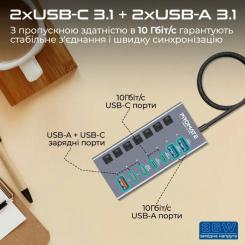 Концентратор Promate USB Hub 7 ports gegahub-10g Фото 2
