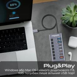 Концентратор Promate USB Hub 7 ports gegahub-10g Фото 5
