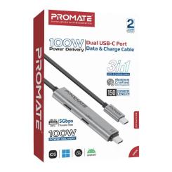 Дата кабель Promate USB-C to USB-C 1.5m Фото 1