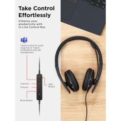 Наушники Lenovo Wired ANC Headset Gen 2 (Teams) Black Фото 2