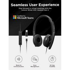 Наушники Lenovo Wired ANC Headset Gen 2 (Teams) Black Фото 3