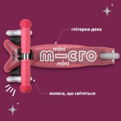 Самокат Micro Mini Deluxe Fairy Glitter LED Рожевий Фото 4