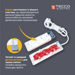 Сетевой удлинитель TECCO 5м 3 поста white Фото 3