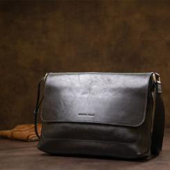 Сумка Grande Pelle Кожаная мужская Черная Фото 9