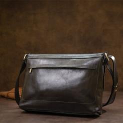 Сумка Grande Pelle Кожаная мужская Черная Фото 10