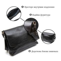 Сумка Grande Pelle Кожаная мужская Черная Фото 3