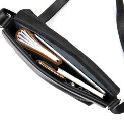 Сумка Grande Pelle Кожаная мужская Черная Фото 5