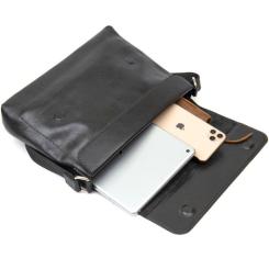 Сумка Grande Pelle Кожаная мужская Черная Фото 6