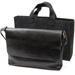 Сумка Grande Pelle Кожаная мужская Черная Фото 8