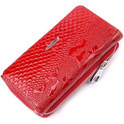 Портмоне Karya Из лакированной фактурной кожи Красное Фото