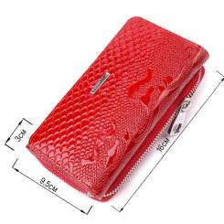 Портмоне Karya Из лакированной фактурной кожи Красное Фото 2