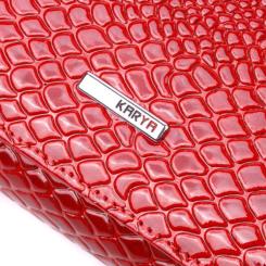 Портмоне Karya Из лакированной фактурной кожи Красное Фото 6