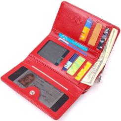 Портмоне Karya Из лакированной фактурной кожи Красное Фото 7