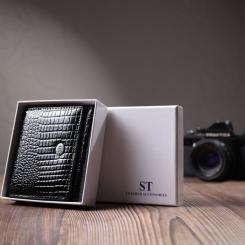 Кошелек ST Leather Из натуральной лакированной кожи Черный Фото 10