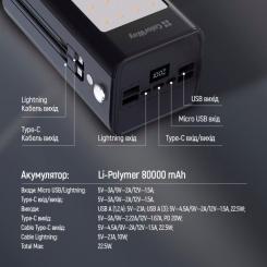 Батарея универсальная ColorWay 80 000 mAh LCD/Lamp (USB/QC3.0 + USB-C/PD/22.5W) B Фото 9