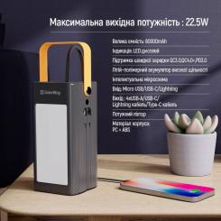 Батарея универсальная ColorWay 80 000 mAh LCD/Lamp (USB/QC3.0 + USB-C/PD/22.5W) B Фото 6
