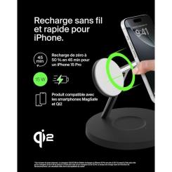 Зарядное устройство Belkin 3in1 Magnetic Pad Qi2 15W Black Фото 2
