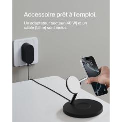 Зарядное устройство Belkin 3in1 Magnetic Pad Qi2 15W Black Фото 6