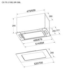 Вытяжка кухонная Pyramida CX 70 (1100) SR GBL Фото 7