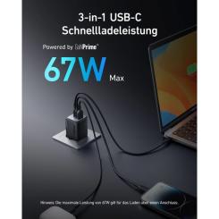 Зарядное устройство Anker GaNPrime 67W 2xUSB-C PD + 1xUSB-A Black Фото 1