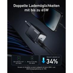 Зарядное устройство Anker GaNPrime 67W 2xUSB-C PD + 1xUSB-A Black Фото 4