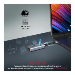 Концентратор Promate USB-C 4-in-1 порти Promate mediahub-c3.grey Фото 2
