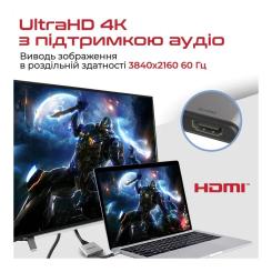 Переходник Promate USB-C to 2xHDMI 4K Фото 3