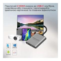 Переходник Promate USB-C to 2xHDMI 4K Фото 4