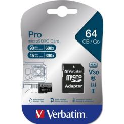 Карта памяти Verbatim 64GB microSDXC class 10 UHS-III PRO Фото 1
