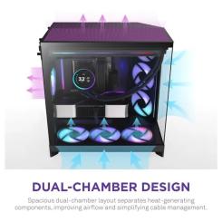 Корпус для ПК NZXT H9 Flow RGB Dual-Chamber All Black Фото 5