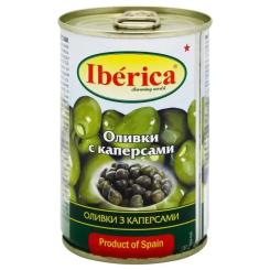 Овощная консервация Iberica Оливки фаршированные каперсами 300 г Фото