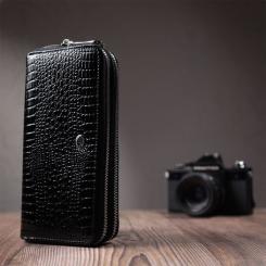 Кошелек ST Leather Из лакированной натуральной кожи Черный Фото 9