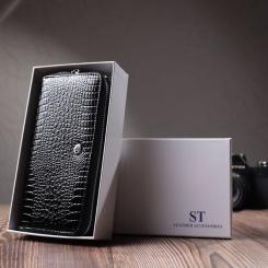 Кошелек ST Leather Из лакированной натуральной кожи Черный Фото 11