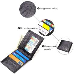 Портмоне Canpellini Из натуральной кожи Черное Фото 3